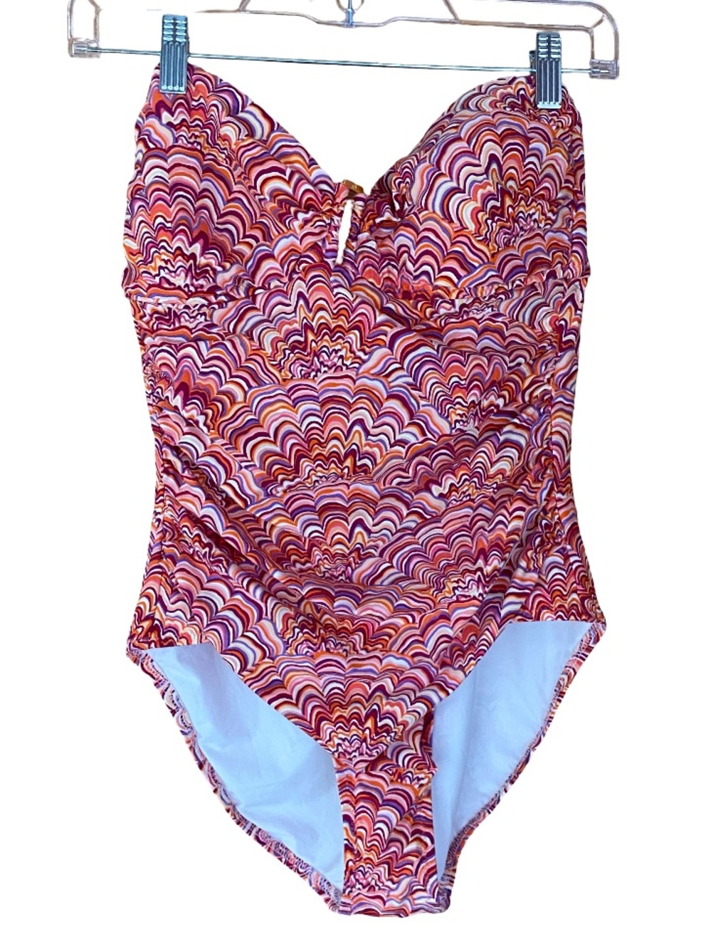 Helen Jon strapless retro red purple orange design one piece swimsuit size large